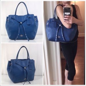Coach Large Sea Blue Refined Pebble Leather Bag
